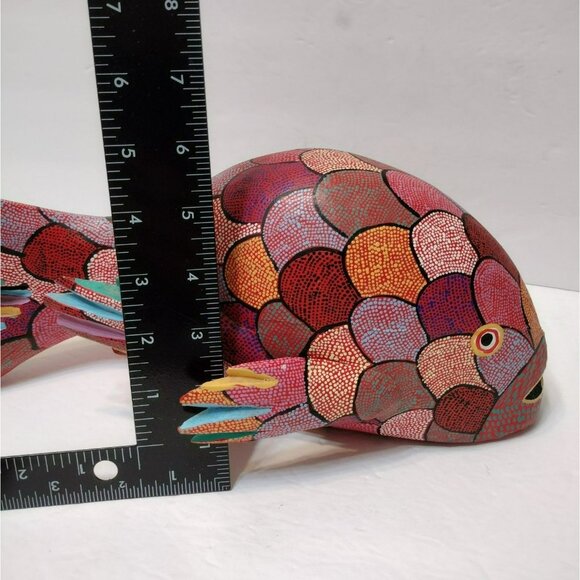 Pepe Santiago Oaxacan Alebrije Folk Art Fish Statue, Hand Painted Wood Carving - Picture 8 of 12